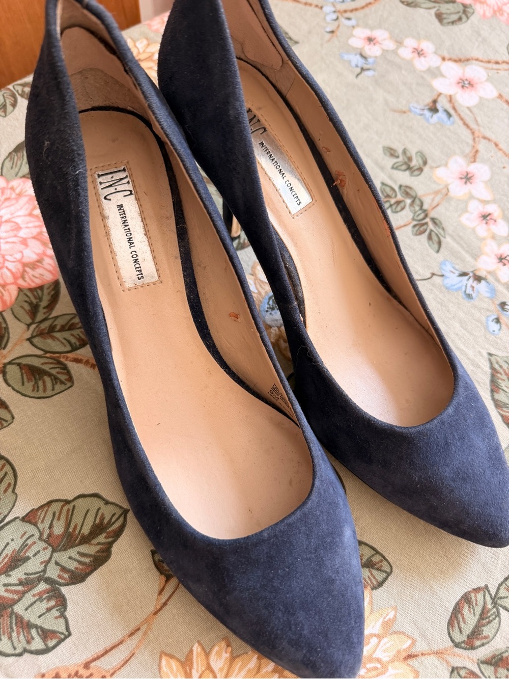 INC International Concepts Black Suede Pointed Pump Heels